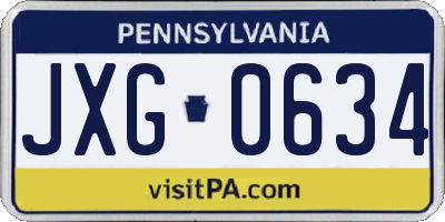 PA license plate JXG0634