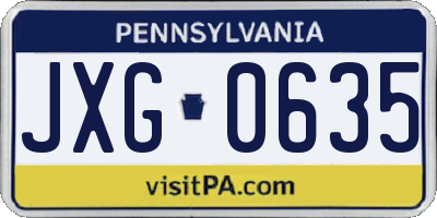 PA license plate JXG0635