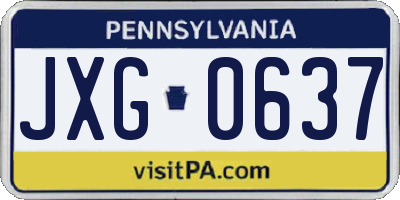 PA license plate JXG0637