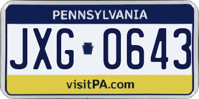 PA license plate JXG0643
