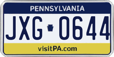 PA license plate JXG0644