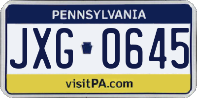 PA license plate JXG0645
