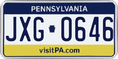 PA license plate JXG0646