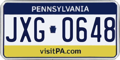 PA license plate JXG0648