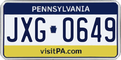 PA license plate JXG0649