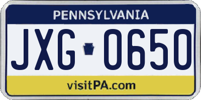 PA license plate JXG0650