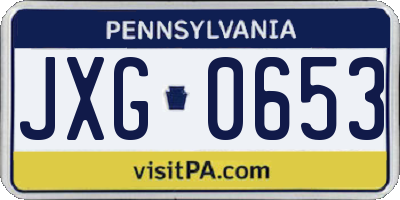 PA license plate JXG0653