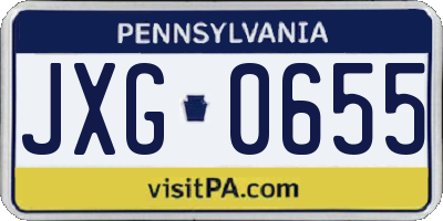 PA license plate JXG0655