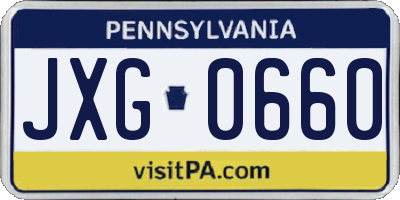 PA license plate JXG0660