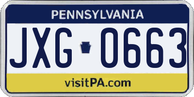 PA license plate JXG0663