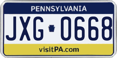 PA license plate JXG0668