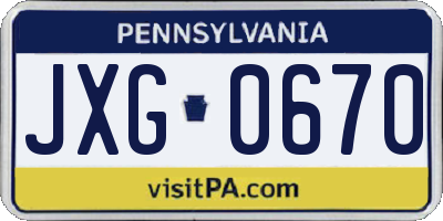 PA license plate JXG0670