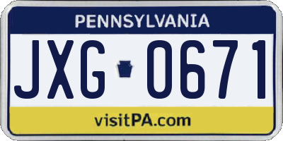 PA license plate JXG0671