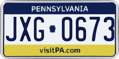 PA license plate JXG0673