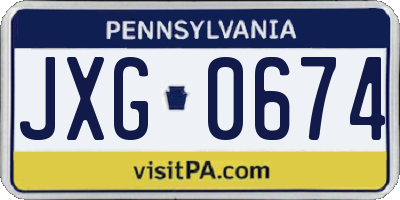 PA license plate JXG0674
