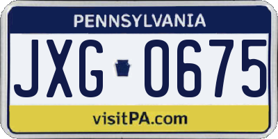PA license plate JXG0675