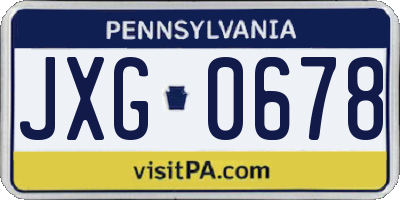PA license plate JXG0678