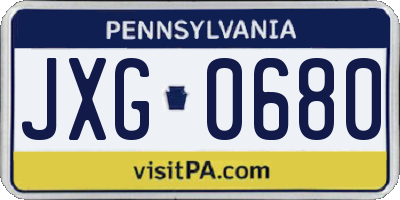 PA license plate JXG0680