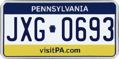 PA license plate JXG0693