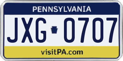 PA license plate JXG0707