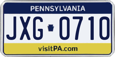 PA license plate JXG0710