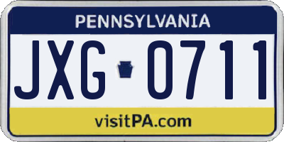 PA license plate JXG0711