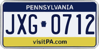 PA license plate JXG0712