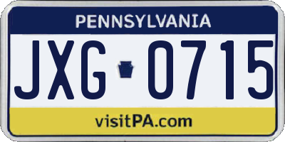 PA license plate JXG0715