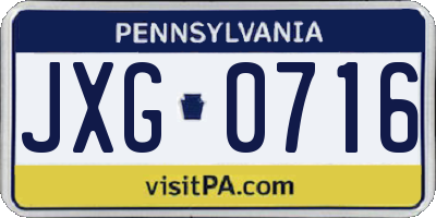 PA license plate JXG0716