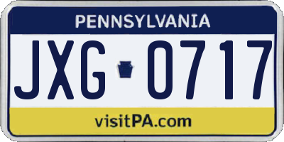 PA license plate JXG0717