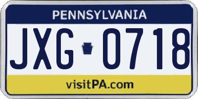 PA license plate JXG0718