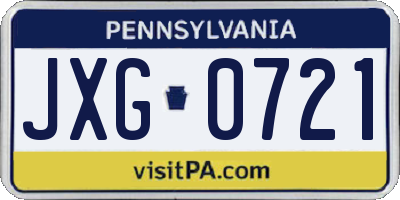 PA license plate JXG0721