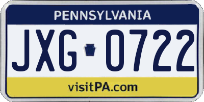 PA license plate JXG0722
