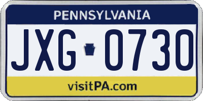 PA license plate JXG0730