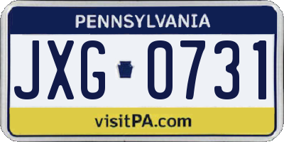 PA license plate JXG0731