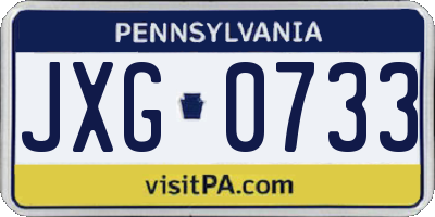 PA license plate JXG0733