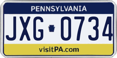 PA license plate JXG0734