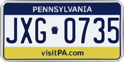 PA license plate JXG0735