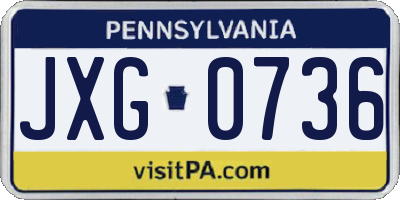 PA license plate JXG0736
