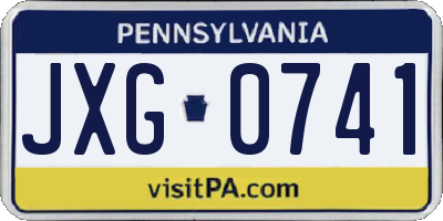 PA license plate JXG0741