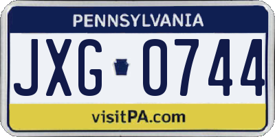 PA license plate JXG0744