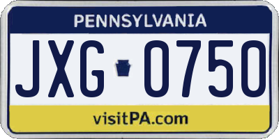 PA license plate JXG0750
