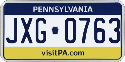 PA license plate JXG0763