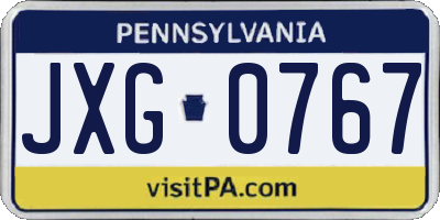 PA license plate JXG0767