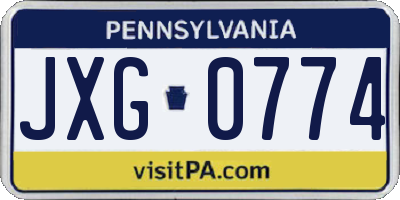 PA license plate JXG0774