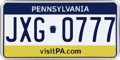 PA license plate JXG0777
