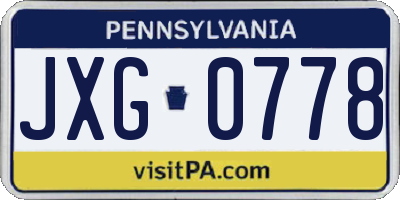 PA license plate JXG0778