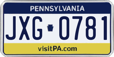 PA license plate JXG0781
