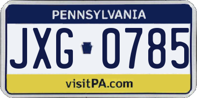 PA license plate JXG0785