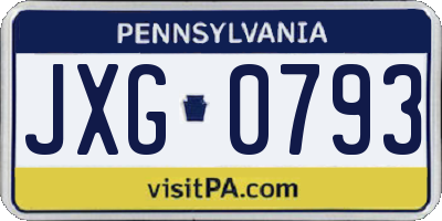 PA license plate JXG0793